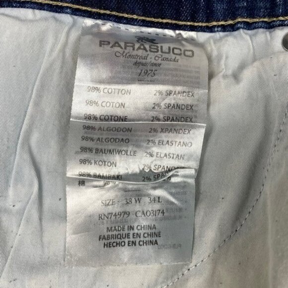 Parasuco Men's Blue 9HRIKER Distressed Stone Wash Slim Jeans US 38 x 34 - Picture 16 of 16